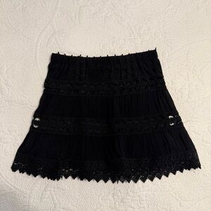 Black Lace-Trim Mini Skirt - Women